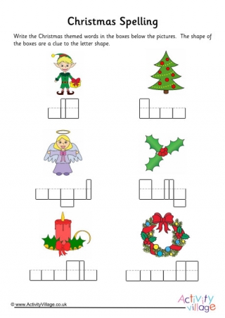 Christmas Word Shapes Worksheet