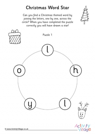 Christmas Word Star Puzzle Example