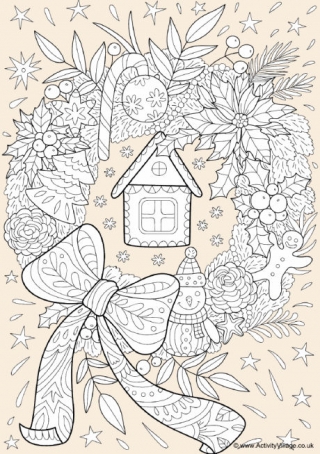 Christmas Wreath Colour Pop Colouring Page