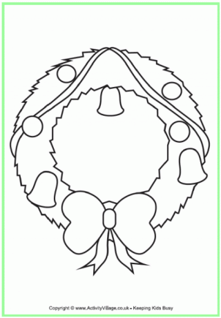 Christmas Wreath Colouring Page