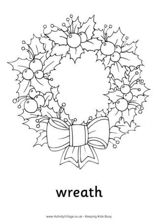 Christmas Wreath Colouring Page 