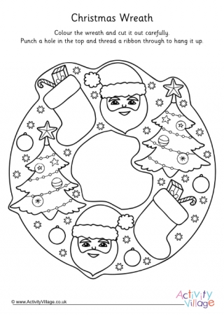 Christmas Wreath Colouring Page