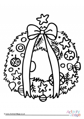 Christmas Wreath Colouring Page 4