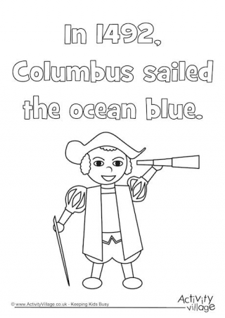 Christopher Columbus 1492 Colouring Page
