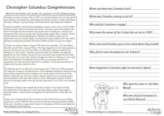 Christopher Columbus Comprehension