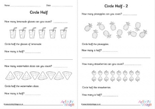 Circle Half Worksheet - Summer Foods