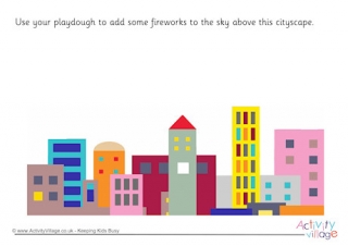 Cityscape Fireworks Playdough Mat