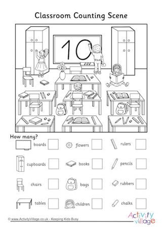 Classroom Counting Scene Worksheet
