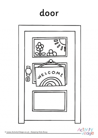 Classroom Door Colouring Page