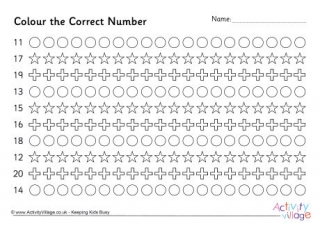 Colour 11 to 20 Worksheet