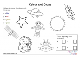 Colour and Count Space Worksheet