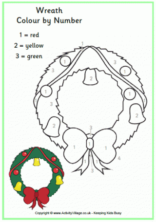 Christmas Wreath Colour by Number