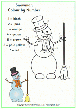 Snowman Colour by Numbers