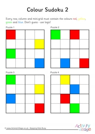 Colour Sudoku 4x4 Puzzles 2