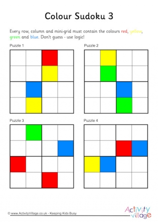 Colour Sudoku 4x4 Puzzles 3