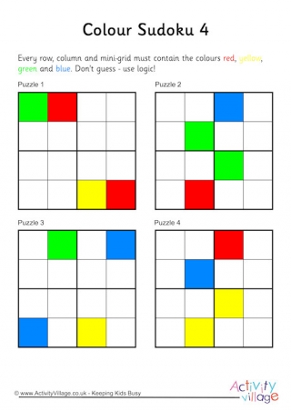 Colour Sudoku 4x4 Puzzles 4