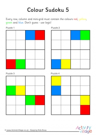 Colour Sudoku 4x4 Puzzles 5