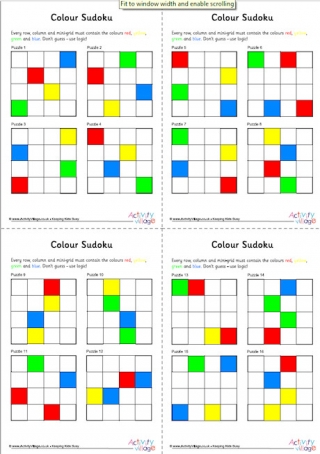 Colour Sudoku 4x4 Pack