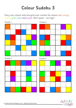 Colour Sudoku 6x6 Puzzles 3