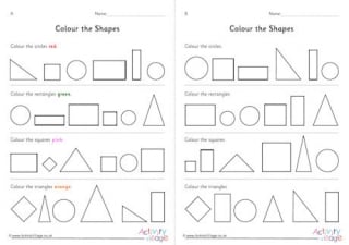 Colour the Shapes Worksheets 2