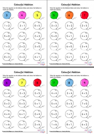 Colourful Addition Worksheets