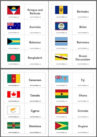 Commonwealth Flag Matching Game - Flash Cards
