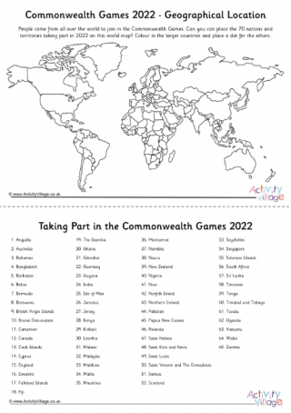 Commonwealth Games 2022 Geographical Location Worksheet