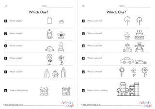 Comparing Height Worksheets Set 1