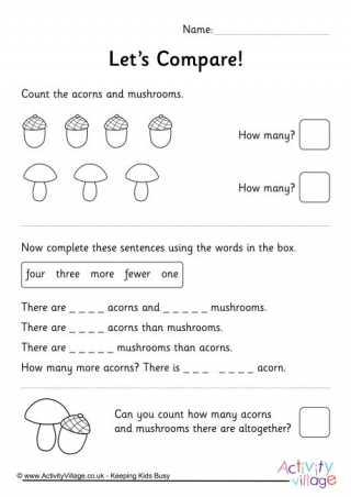 Comparing Numbers 1 To 10 Autumn