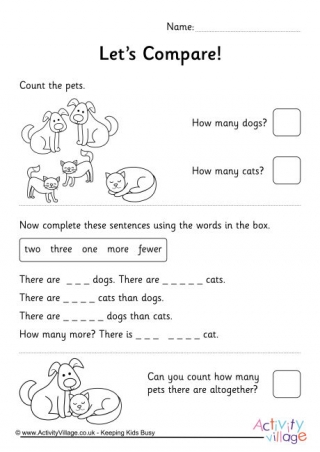Comparing Numbers 1 To 10 Pets