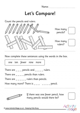 Comparing Numbers 1 To 10 School