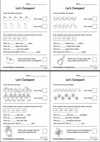 Comparing Numbers 1 To 10 Worksheet Pack