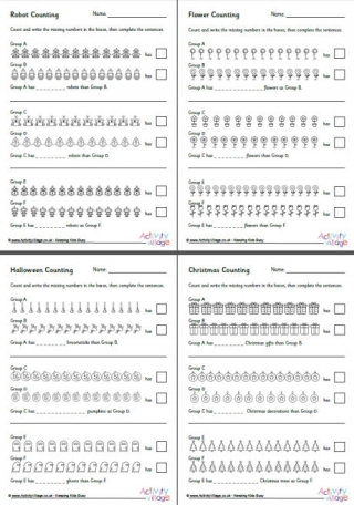 Comparing Numbers to 20 Worksheets Set 2