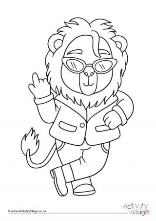 Cool Lion Colouring Page 1