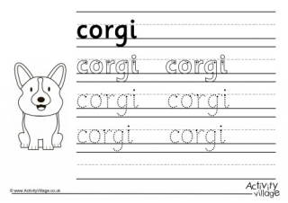 Corgi Handwriting Worksheet