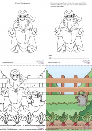 Corn Superhero Colouring Set