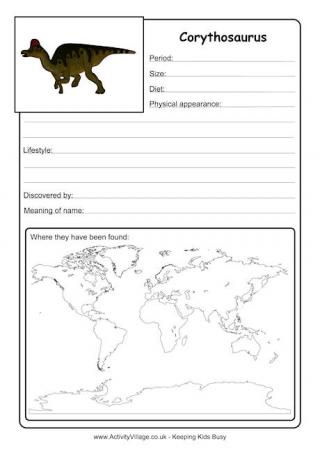 Corythosaurus Worksheet