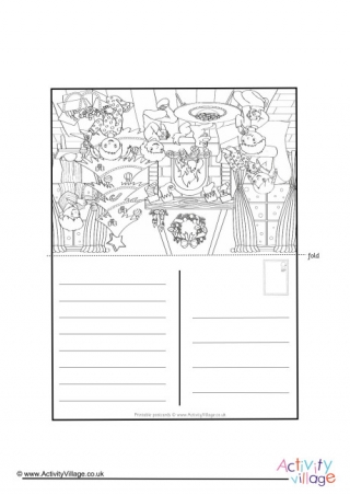 Cosy Winter Colouring Postcard