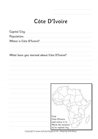 Cote Divoire Worksheet