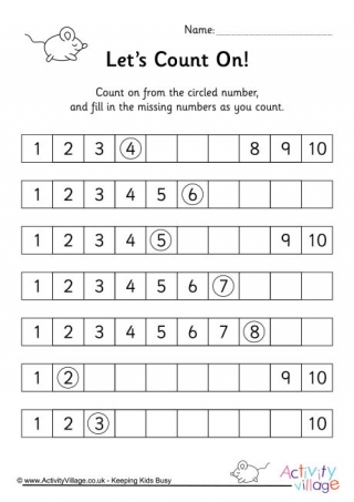Count On Worksheet 2