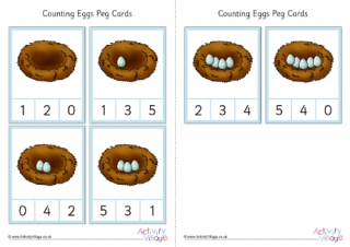 Counting Eggs to Five Peg Cards