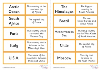 Countries, Cities, Rivers, Oceans Dominoes Set 1