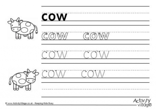 Cow Handwriting Worksheet