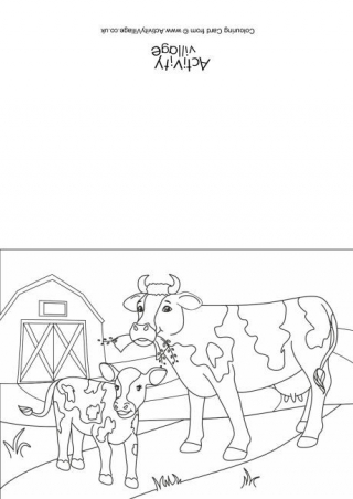 Cows Scene Colouring Card