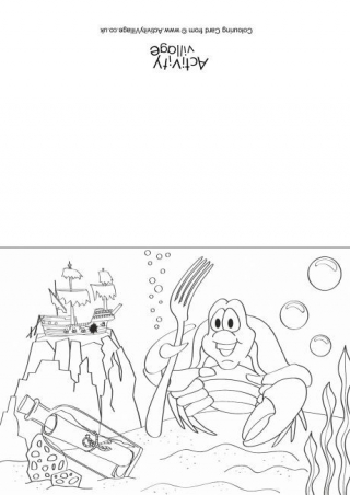 Crab Scene Colouring Card