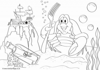 Crab Scene Colouring Page