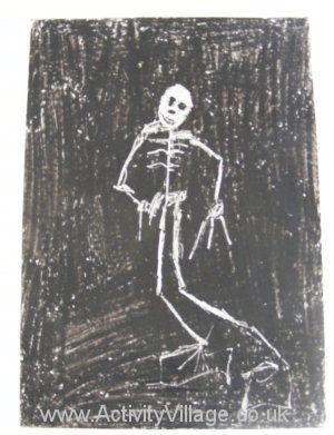 Crayon Etching Skeleton