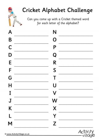 Cricket Alphabet Challenge