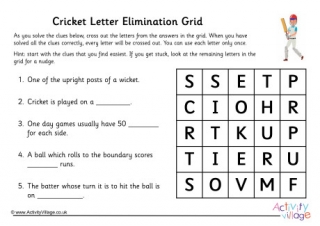 Cricket Letter Elimination Grid