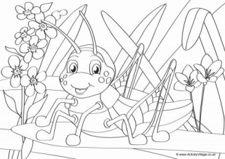 Crickets Scene Colouring Page